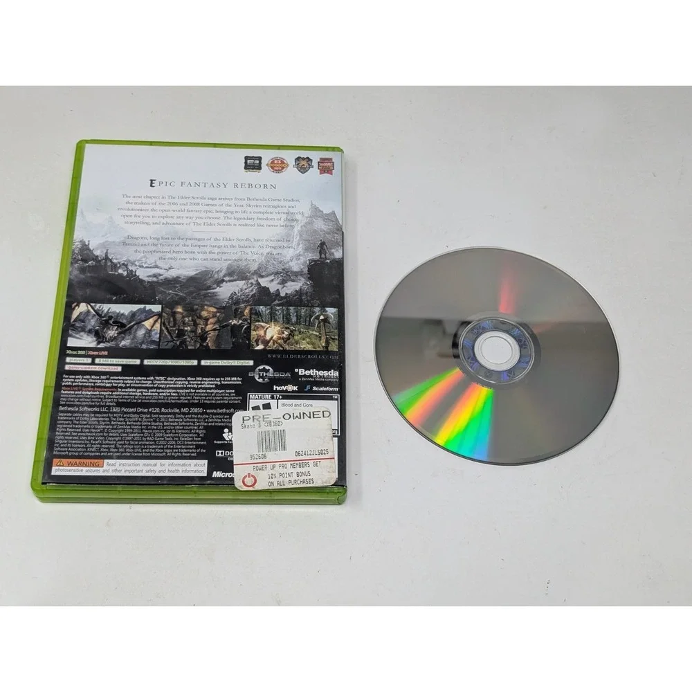 The Elder Scrolls V‎ Skyrim (Microsoft Xbox 360, 2011) CIB w/Map & Manual